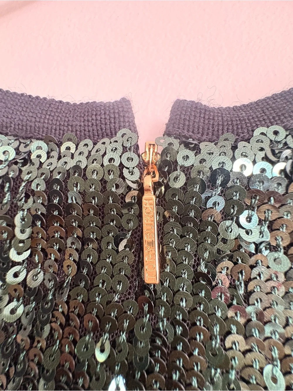 Tory Burch Emerald Green Sequin Short Sleeve Peplum Top